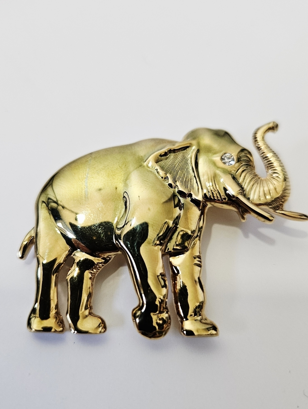 Vintage Park Lane Gold Elephant Brooch Signed Jewelry 2"